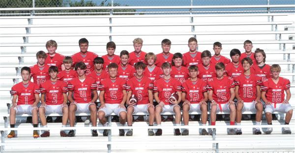 Freshman Football players in bleachers for photo